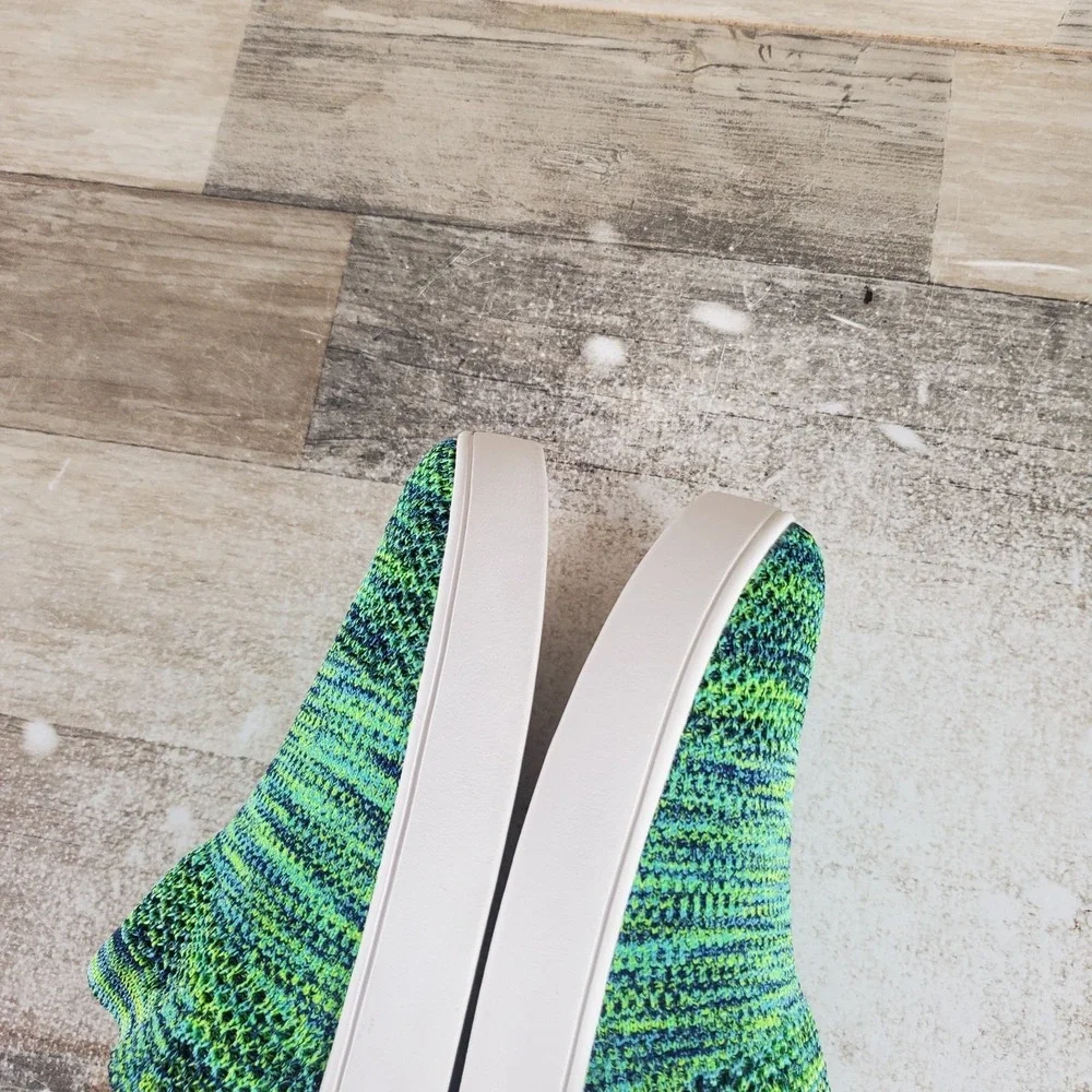 Spenco Coastal Womens Shoes Sz 8.5 B Green Mineral Blue Coastal Slip On Sneakers